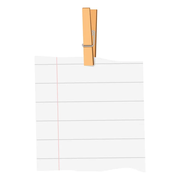 Clip Bois Papier Note Dessin Animé Vecteur Objet Isolé — Image vectorielle