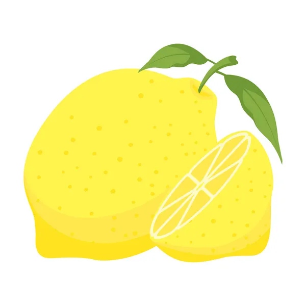 Fruta Amarillo Limón Dibujos Animados Vector Objeto Aislado — Vector de stock