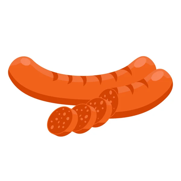 Tranché Saucisse Dessin Animé Vecteur Objet Isolé — Image vectorielle