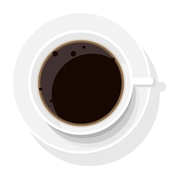 Kopp Kaffe Från Övre Vyn Tecknad Vektor Isolerat Objekt — Stock vektor