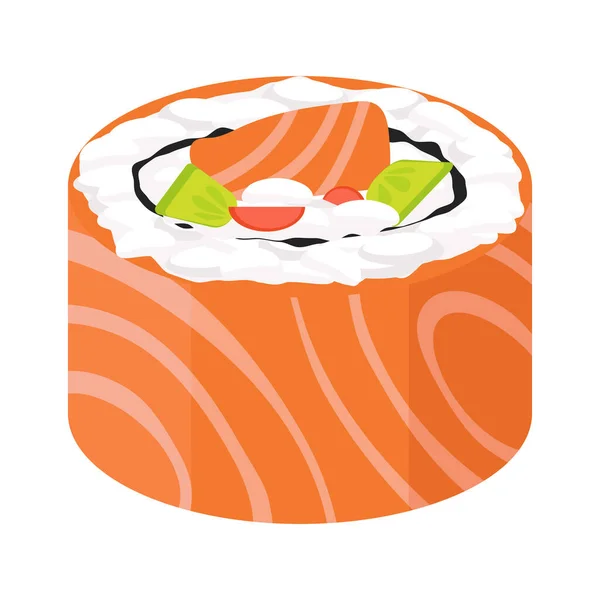 Giapponese Cucina Salmone Sushi Cartone Animato Vettore Isolato Oggetto — Vettoriale Stock