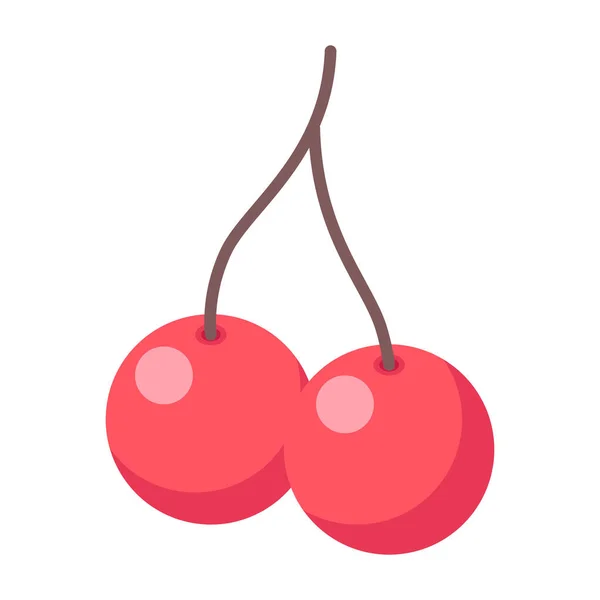 Schattig Fruit Kersen Cartoon Vector Geïsoleerd Object — Stockvector