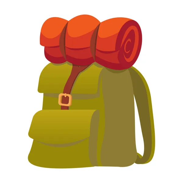 Sac Dos Vert Sac Couchage Pour Camping — Image vectorielle