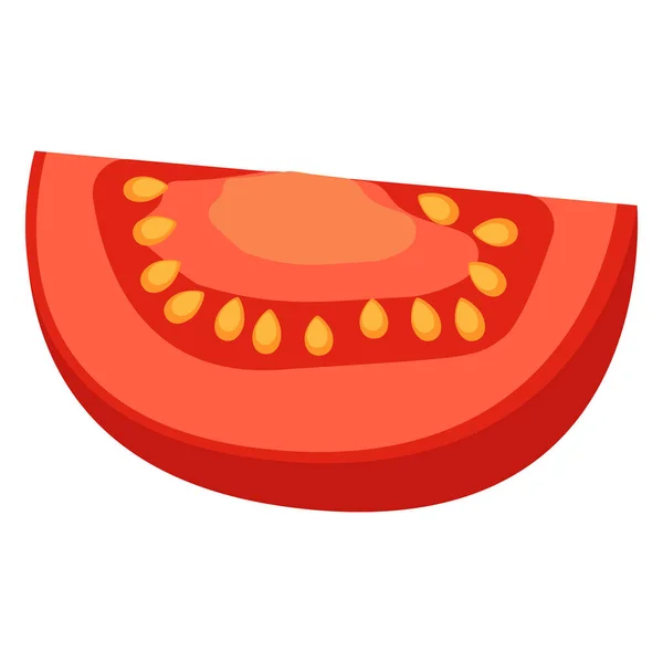 Tranché Tomate Dessin Animé Vecteur Objet Isolé — Image vectorielle