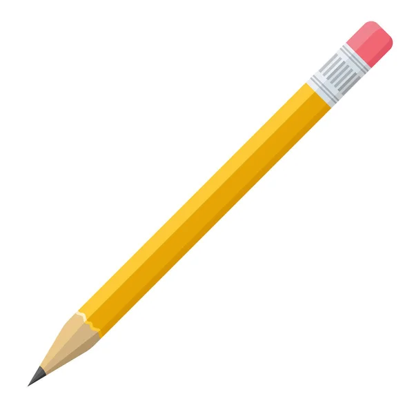Papelaria Lápis Amarelo Desenho Animado Vetor Objeto Isolado —  Vetores de Stock