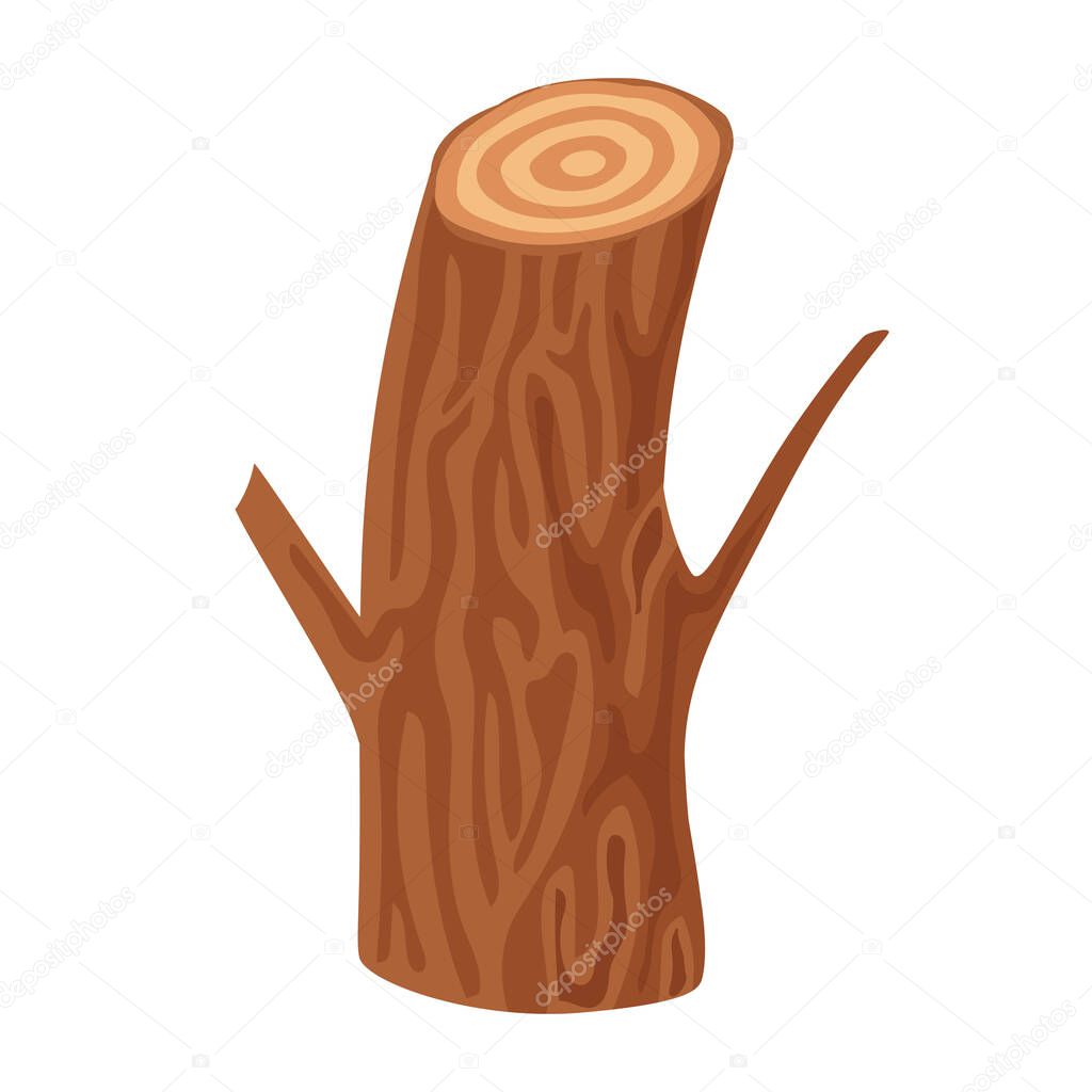 cutted tree trunk wood cartoon vector isolated object