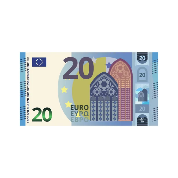 Euro Money Banknote Cartoon Vector Illustration Isolated Object —  Vetores de Stock