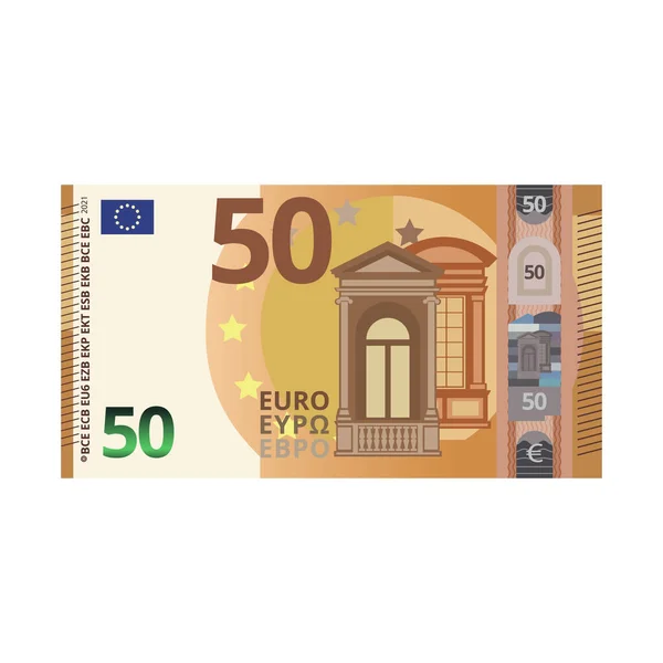 Euro Money Banknote Cartoon Vector Illustration Isolated Object —  Vetores de Stock