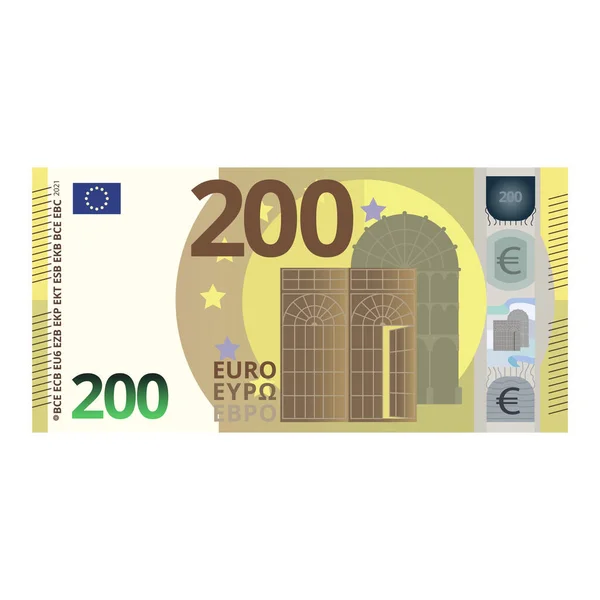 200 Euros Billetes Banco Ilustración Vector Dibujos Animados Objeto Aislado — Archivo Imágenes Vectoriales