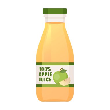 yeşil elma suyu şişesi karikatür vektör çizimi izole nesne