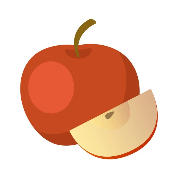 Frutta Mela Rossa Fumetto Vettore Illustrazione Isolato Oggetto — Vettoriale Stock