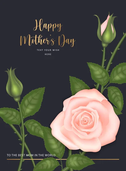 Щасливий День Матері Ботанічний Сад Рожева Троянда Квітка Природа Прикраса — стоковий вектор