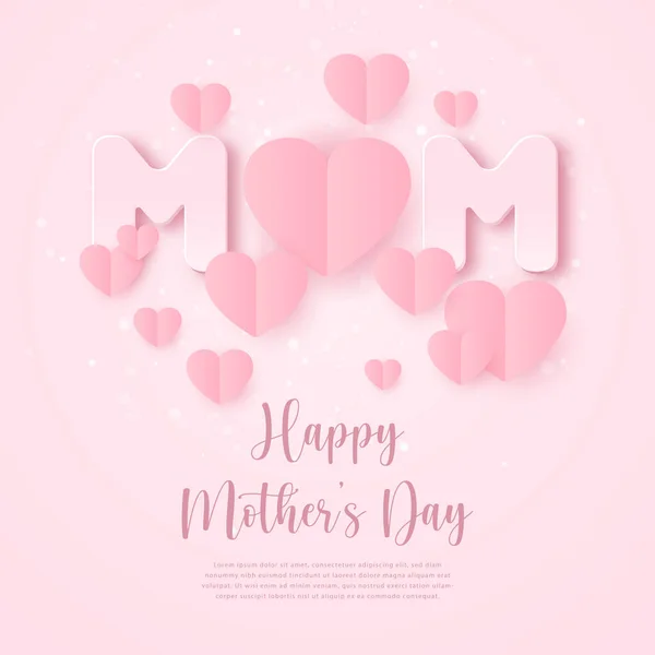 Щасливий День Матері Рожевий Рельєф Любовного Серця Фоном Боке — стоковий вектор