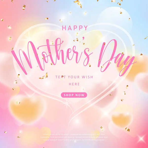 Happy Mother Day Bokeh Bunte Liebe Herz Hintergrund — Stockvektor