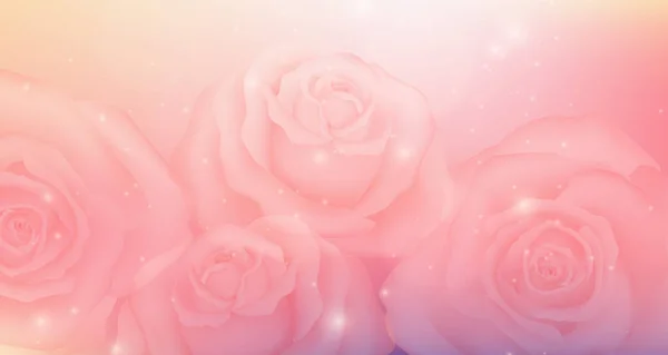 Rose Rosa Band Och Kärlek Hjärta Med Bokeh Lysande Blomma — Stockfoto
