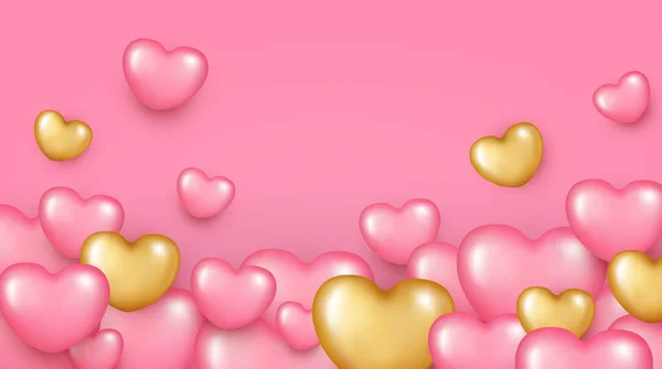 Roze Gouden Liefde Hart Met Bokeh Achtergrond — Stockfoto