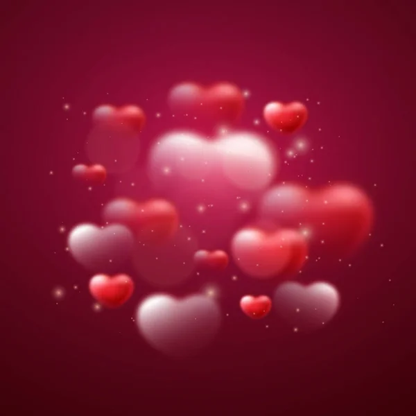 Bokeh Červené Růžové Srdce Lásky — Stock fotografie