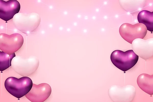 Lila Rosa Liebe Herz Ballon Und Streifen Licht — Stockfoto