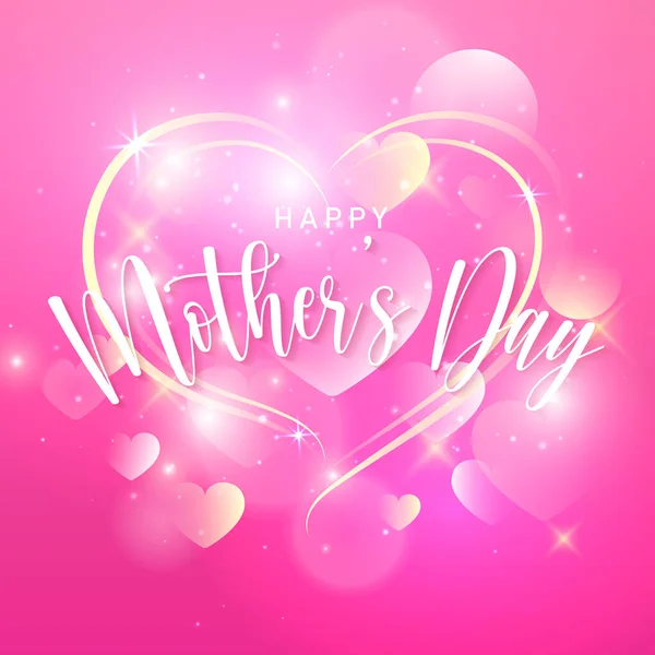 Happy Mother Day Mädchenhaft Rosa Liebe Herz Bokeh Glanz Hintergrund — Stockfoto