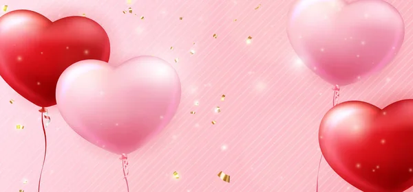 Rood Roze Liefde Hart Ballon Lint — Stockfoto