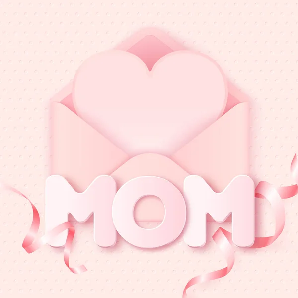 Happy Mother Day Pink Envelope Love Heart Shape Paper Card — Stock Photo, Image