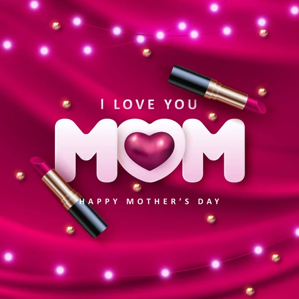 Feliz Dia Mãe Roxo Vermelho Rosa Amor Coração Tira Luz — Fotografia de Stock