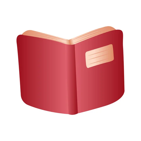 Caricatura Gradiente Rojo Cubierta Abierto Libro Vector Elemento Aislado — Archivo Imágenes Vectoriales