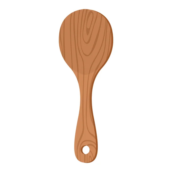 Cartoon Natur Holz Geschirr Utensil Reispatel Mit Holzmaserung Textur — Stockvektor