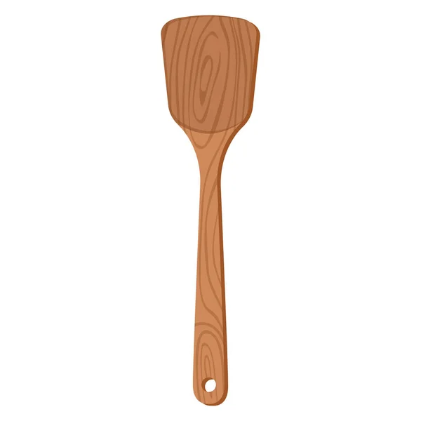 Dessin Animé Nature Ustensiles Cuisine Bois Spatule Avec Texture Grain — Image vectorielle