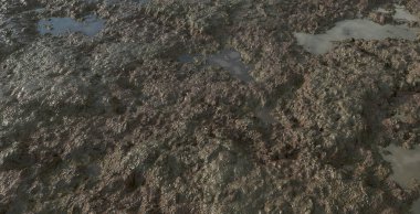 3D gerçekçi çamur çamurlu su birikintileri çamur zeminli doku arkaplan resmi