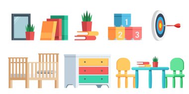 Collection set of furniture and home decoration chair desk cabinet and crib