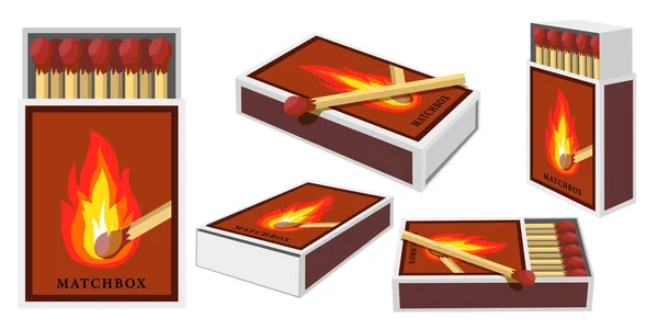 Collection Set Matchbox Matches — Vettoriale Stock