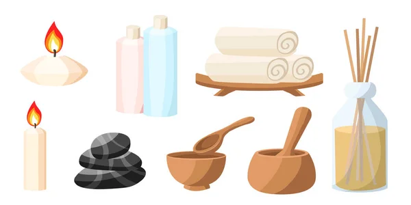 Collection Set Cartoon Aromatherapy Tools — Vector de stoc