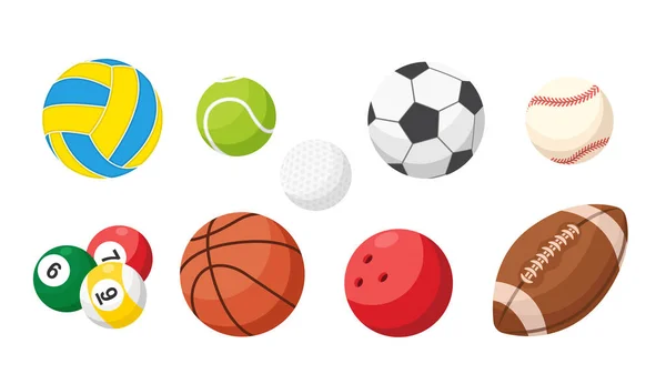 Collection Set Sport Ball Soccer Basketball Bowling Volley Ball Billiards — Image vectorielle