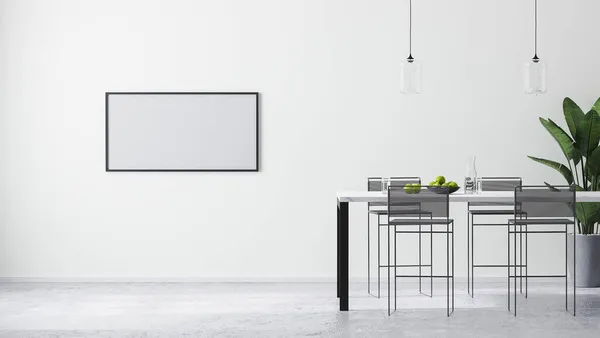 Horizontaal Frame Mock Moderne Heldere Witte Kamer Interieur Met Eigentijdse — Stockfoto