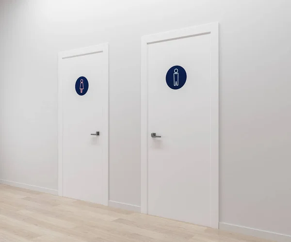 doors with WC signs, women and men toilet signs, 3d render