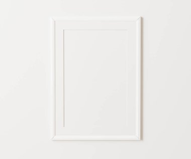 Beyaz portre çerçevesi, beyaz duvarda hasırla yapılmış, 3: 4 oranında, 30 'a 40 cm, 18' e 24 