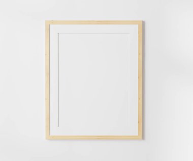 Tahta boş çerçeve, beyaz duvar maketi, 4: 5 oranında - 40x50 cm, 16 x 20 inç, poster çerçeve modeli, 3d görüntüleme