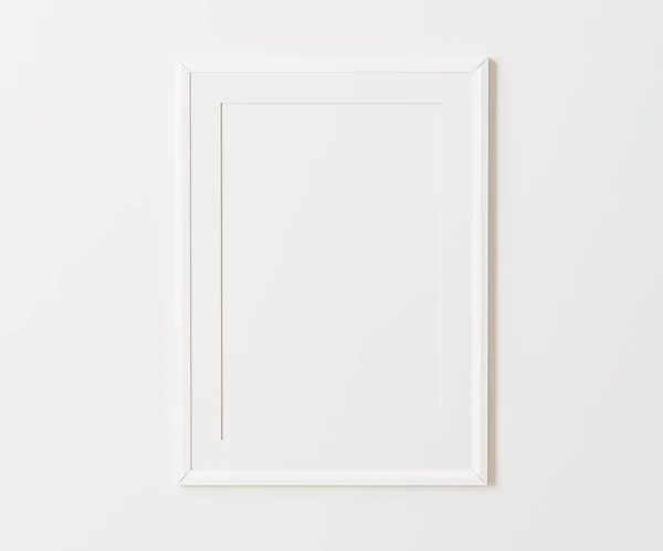 白色的肖像框架 白色墙壁上有垫子模型 30X40厘米 18X24 空的招贴画框是模拟的 3D渲染 — 图库照片