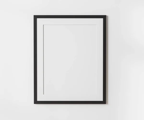 Μαύρο Λευκό Πλαίσιο Ματ Λευκό Τοίχο Mockup Αναλογία 40X50 Ίντσες — Φωτογραφία Αρχείου