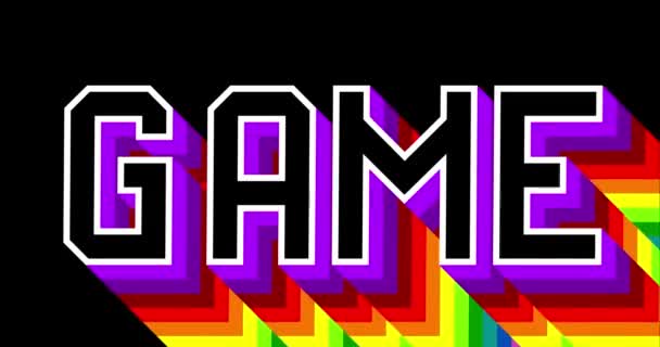 Word Game Animated Long Layered Multicolored Shadow Colors Rainbow Black — Stock Video