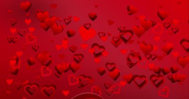 Hearts ile Romantik Animasyon Arkaplanı videosu. 4k animasyon kırmızı fon. Tatili selamla, eski tarz, hareket eden duvar kağıdı aşkı ifade ediyor..