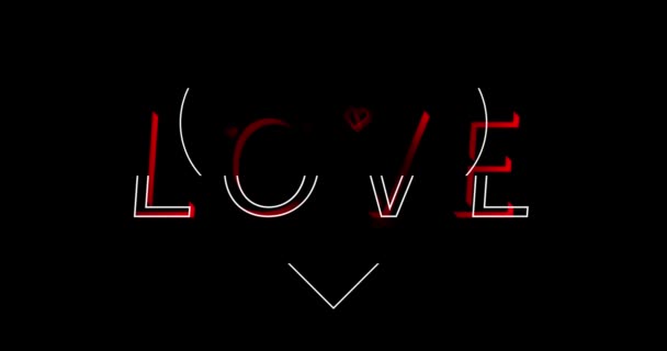 Love Romantic Animated Text Small Big Hearts Animated Words Black — Stock Video