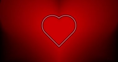 Kırmızı neon kalpler. Romantik Animasyon Kalp Işıkları. Siyah kırmızı ve beyaz renkli 4k animasyon şekli. Tatili kutlamak, aşkı ifade etmek için geçmişe dönüş.