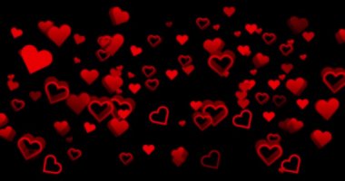 Sevgi. Küçük kalpli romantik animasyon metni. Siyah kırmızı ve beyaz renkli 4K animasyon kelimesi. Sevgiyi ifade etmek için kullanılan eski bir tabir..