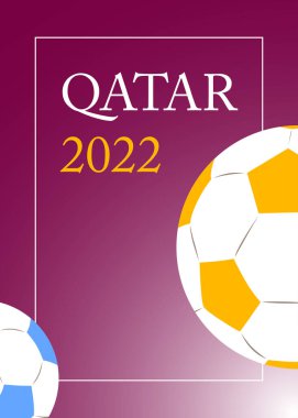 Katar 2022 posteri. Spor etkinliği için pankart şablonu. Dinamik şekilli tasarım. Davet, ödül veya kapak için sosyal medya paylaşımı.