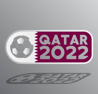 Katar 2022 Mesaj. Etiket, simge, düğme, bildirim ve Sosyal Medya hikaye işareti. Vektör illüstrasyonu.