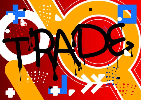 Handelsfärgad Graffitietikett Abstrakt Modern Gatukonst Dekoration Utförs Urban Målning Stil — Stock vektor