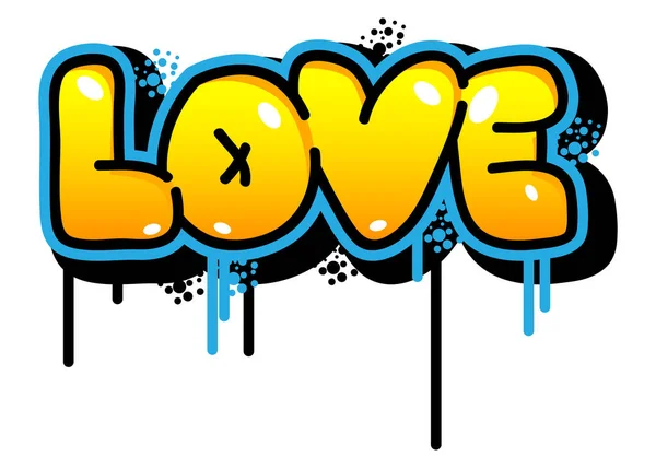 Love Colored Graffiti Tag Abstract Modern Street Art Decoration Performed — ストックベクタ