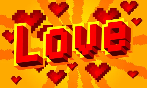 Love Pixelated Word Geometric Graphic Background Vector Cartoon Illustration — ストックベクタ
